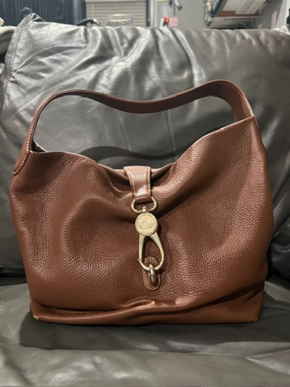 Dooney & Bourke Brown Pebbled Leather Hobo Bag